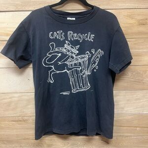 Vintage 1990s cats recycle Tennessee River single stitch black tee